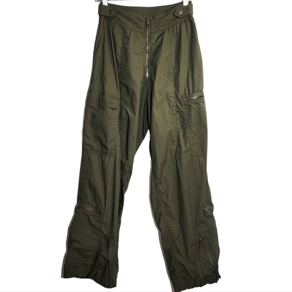 American Eagle AE Studio Baggy Y2K Wide Leg Cargo Pants in Olive Green Size S - Picture 4 of 6